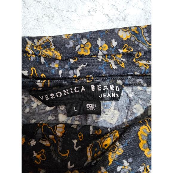 Veronica Beard Greta Dress, Ruched Bottom, Sexy,  Black -Multi Color Sz L - Picture 5 of 15